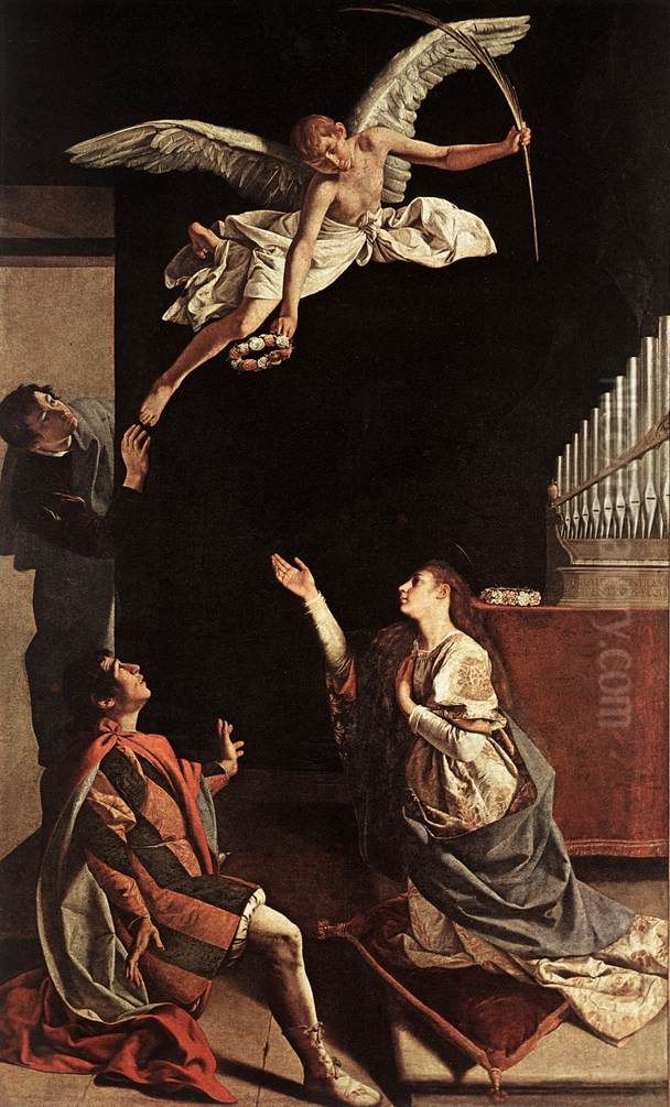 Sts Cecilia, Valerianus and Tiburtius Oil Painting by Orazio Gentileschi