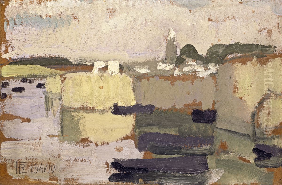 Village at the Water's Edge Oil Painting by Roger de La Fresnaye
