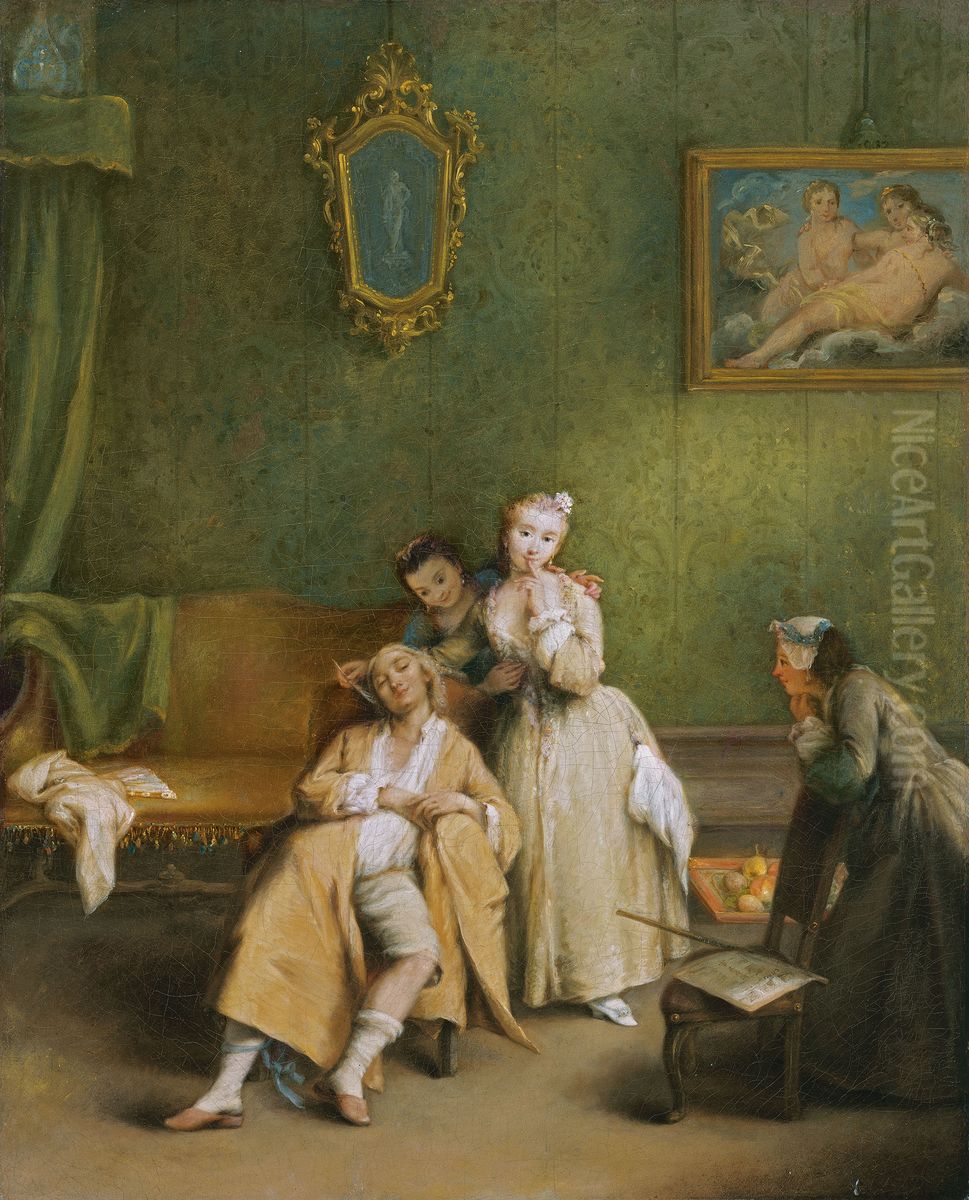 The Tickle Oil Painting by Pietro Longhi