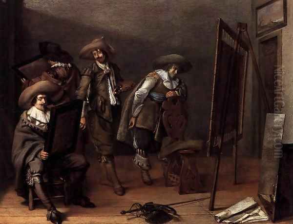 Art-lovers in a Painter's Studio Oil Painting by Pieter Codde