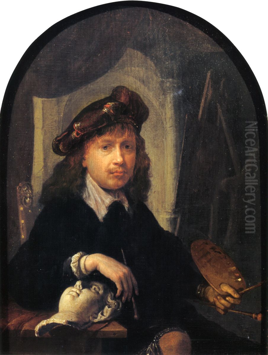 Self Portrait Oil Painting by Gerrit Dou