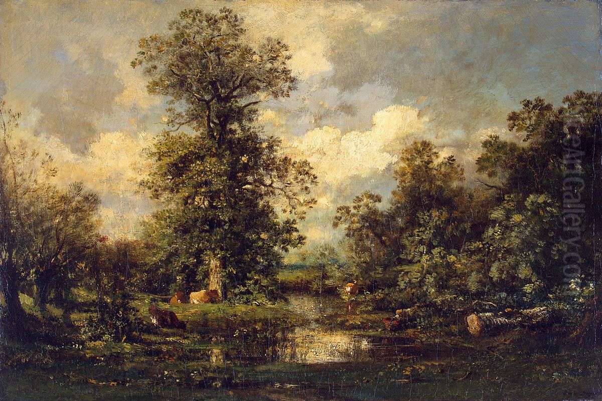 Forest Landscape Oil Painting by Jules Dupre