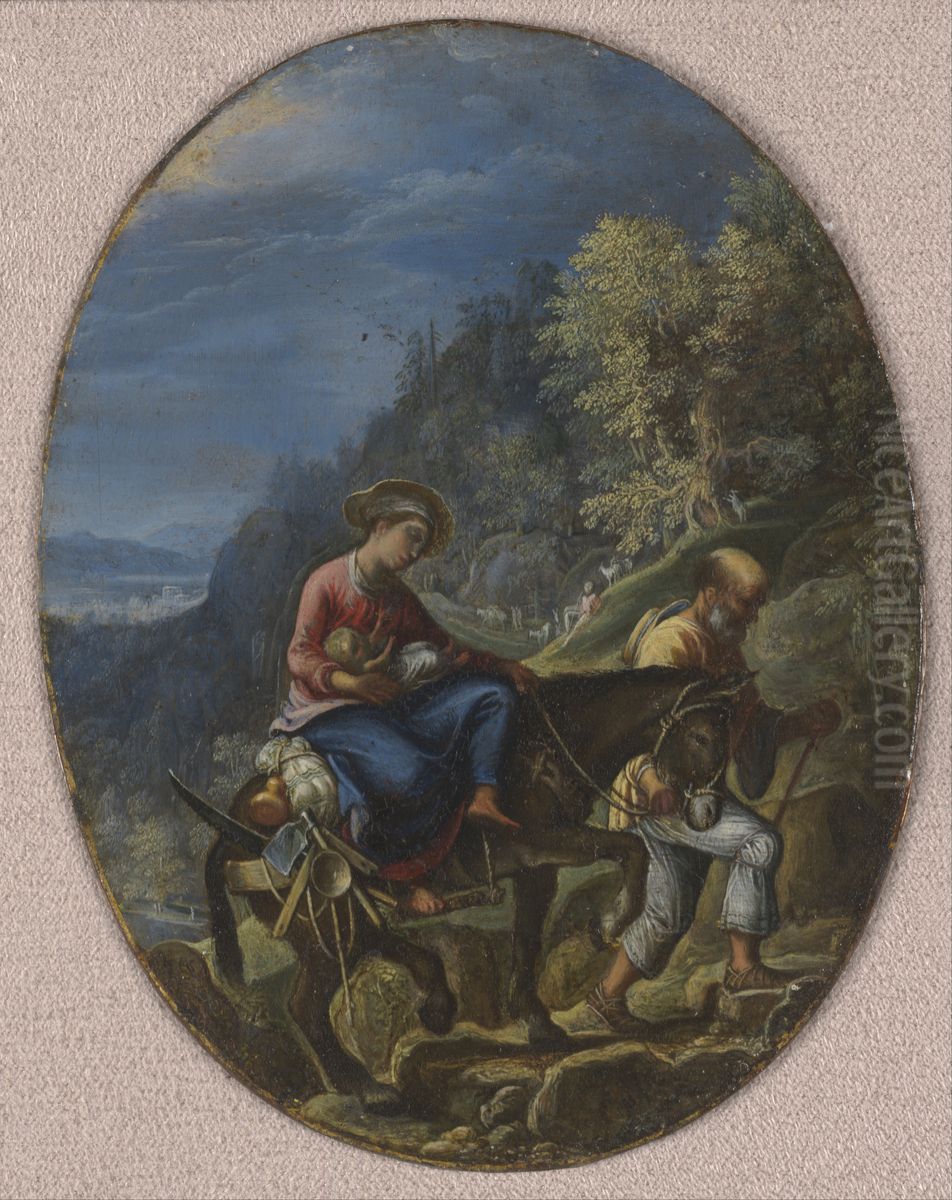The Flight into Egypt Oil Painting by Adam Elsheimer