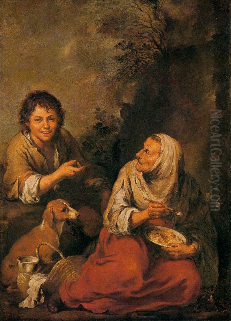 Old Woman and Boy Oil Painting by Bartolome Esteban Murillo