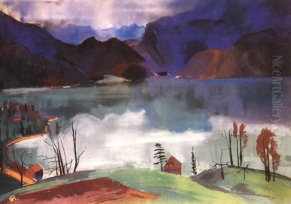 Walchensee No 2 1928 Oil Painting by Ary Schefer