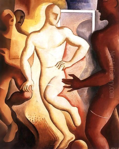 Football Players 1931 Oil Painting by Jan van Beers