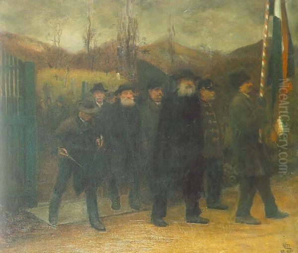 Funeral of a Homeguard 1899 Oil Painting by Istvan Boldizsar