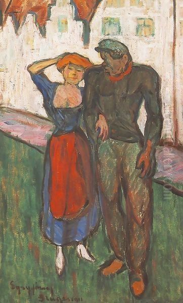 Lovers 1911 Oil Painting by Jeno Gadanyi