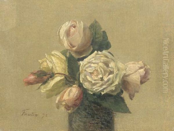Roses jaunes et roses Oil Painting by Ignace Henri Jean Fantin-Latour