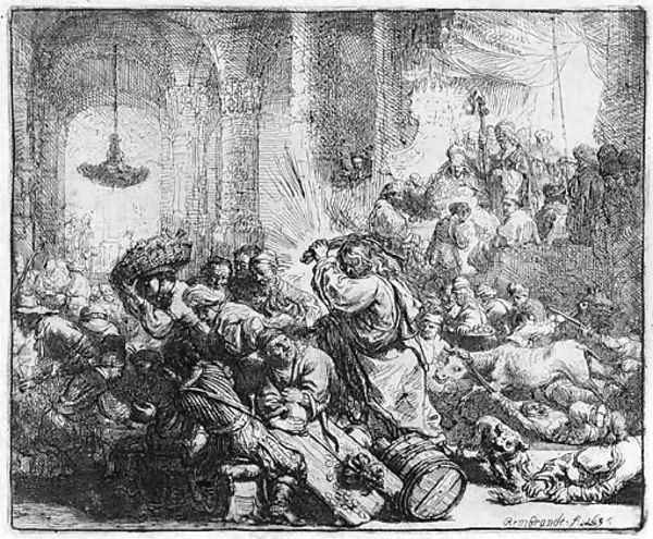 Christ driving the Money Changers from the Temple 2 Oil Painting by Harmenszoon van Rijn Rembrandt