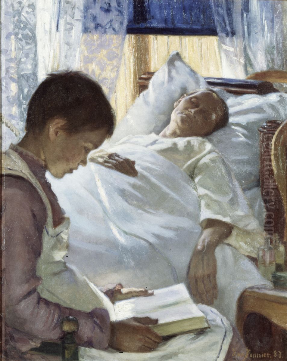 Reflection in Blue Oil Painting by Eva Bonnier