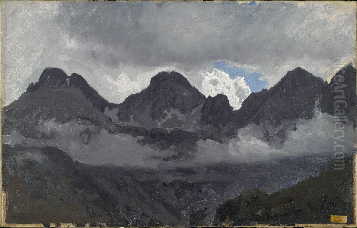 Mountains with Mist Oil Painting by Auguste Bonheur