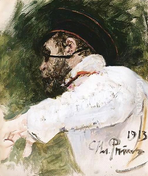 Study Of A Bearded Man In Peaked Cap Oil Painting by Repin Iliya