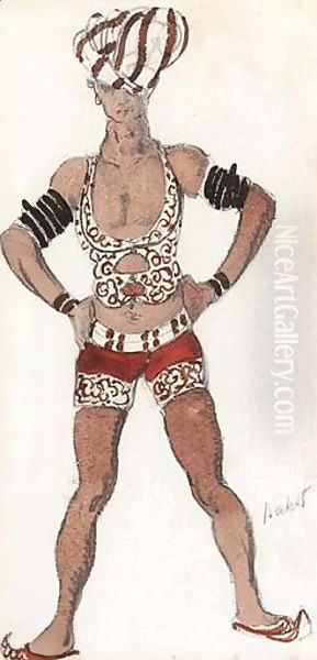Costume Design For Alladin Oil Painting by Leon Samoilovitch Bakst