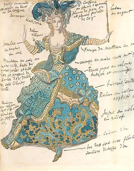 Costume Design For Sleeping Beauty Oil Painting by Leon Samoilovitch Bakst