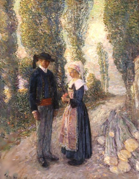 In Brittany, The Evening Hour, Pont Aven Oil Painting by Childe Hassam