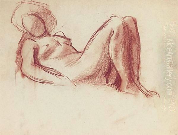 Female Nude With Both Knees Bent Oil Painting by Roderic O'Conor