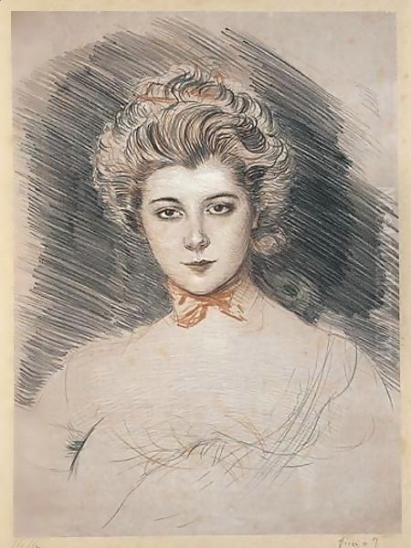 Portrait De Jeune Femme Oil Painting by Paul Cesar Helleu