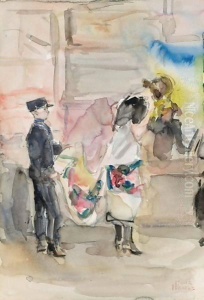 A Lady At The Wijnmans Store, The Hague Oil Painting by Isaac Lazarus Israels