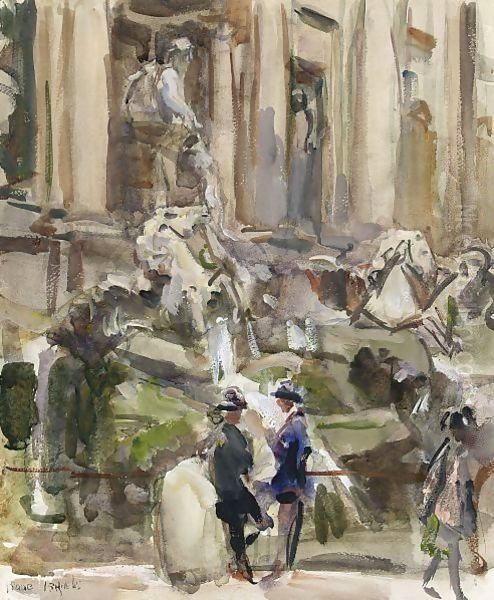 At The Trevi Fountains, Rome Oil Painting by Isaac Lazarus Israels