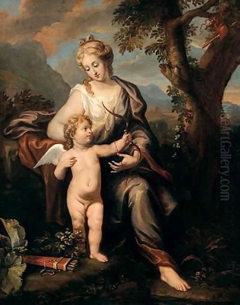 Venus And Cupid Oil Painting by Giovanni Batista Cipriani