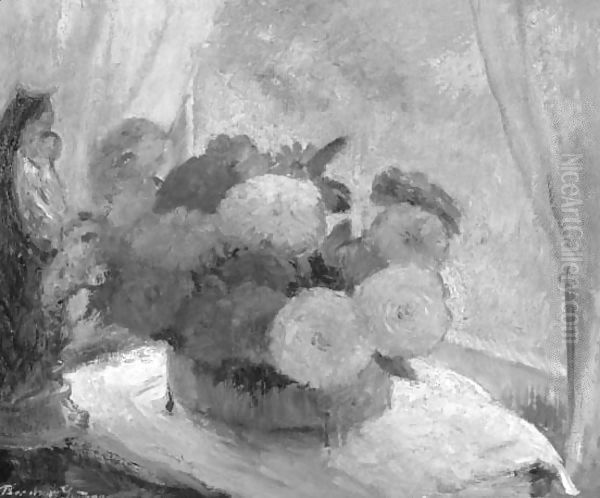 Zinnias And Marigolds Oil Painting by Bernhard Gutmann