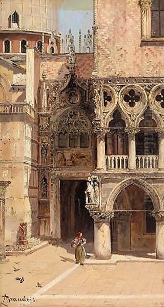 La Porta Del Palazzo, Venezia Oil Painting by Antonietta Brandeis