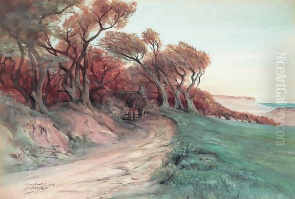 Chemin Boise A Belle-Ile Oil Painting by Georges Jules Victor Clairin