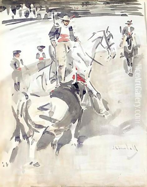 A Bullfight Oil Painting by Joseph Crawhall