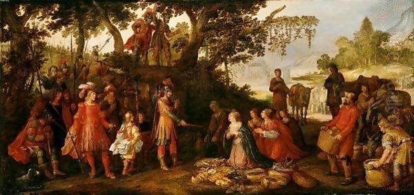 David And Abigail Oil Painting by David Vinckboons I