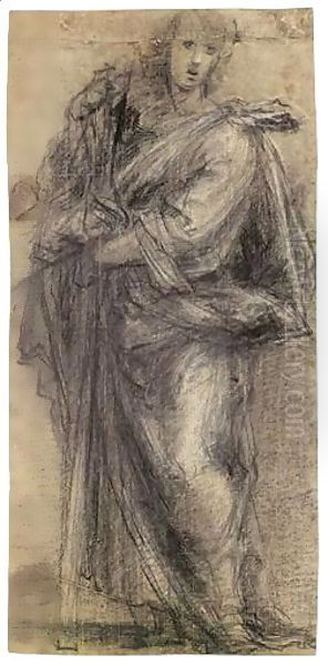 Study Of A Male Saint Holding A Cross Oil Painting by Giovanni Antonio Sogliani