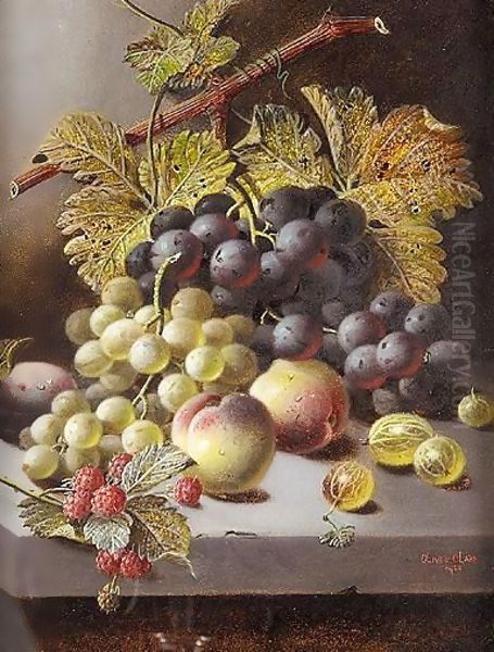 Peaches, Grapes And Rasberries Oil Painting by Oliver Clare
