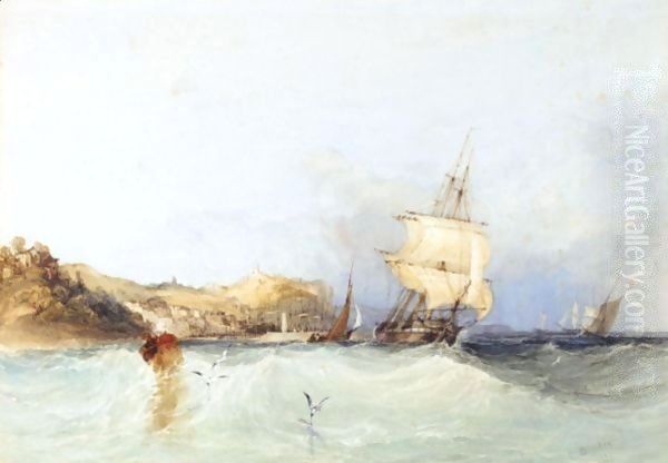 Shipping Off Scarborough Oil Painting by Charles Bentley