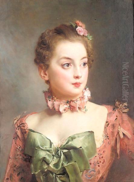 Portrait of a lady Oil Painting by Jacquet Gustave