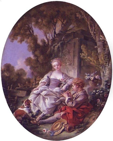 Le Joueur De Flageolet Oil Painting by Francois Boucher