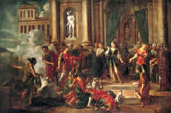 Dido And Aeneas In The Temple Oil Painting by Johann Heiss