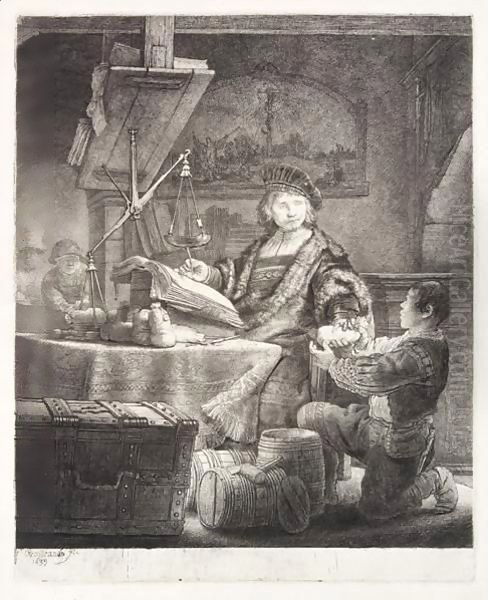 Jan Uytenbogaert, The Goldweigher Oil Painting by Harmenszoon van Rijn Rembrandt