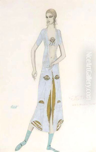 Costume Design For Ida Rubinstein - 'Istar' Oil Painting by Leon Samoilovitch Bakst