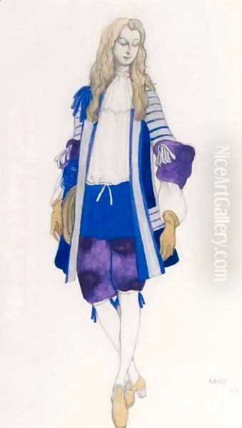 Costume Design For A Page Boy For 'Sleeping Beauty', 1916 Oil Painting by Leon Samoilovitch Bakst