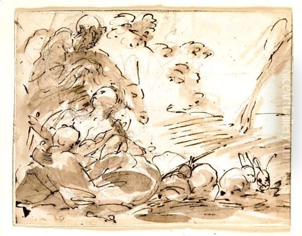 Riposo Durante La Fuga In Egitto Oil Painting by Luca Giordano