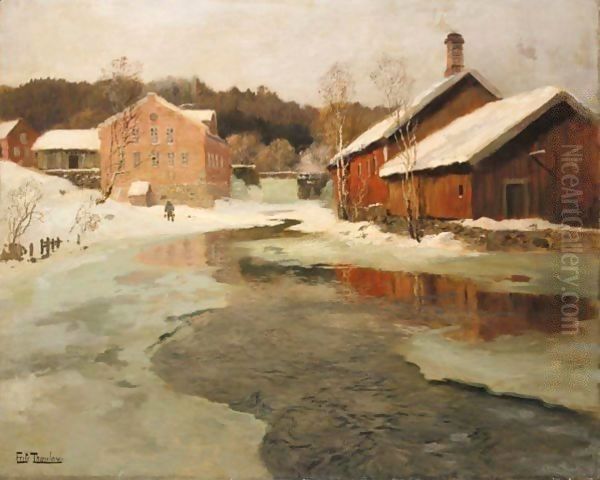Vintersol (Winter Sun) Oil Painting by Fritz Thaulow