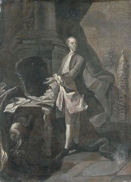 Ritratto Di Gentiluomo, A Figura Intera, In Un Paesaggio Oil Painting by Joseph Highmore
