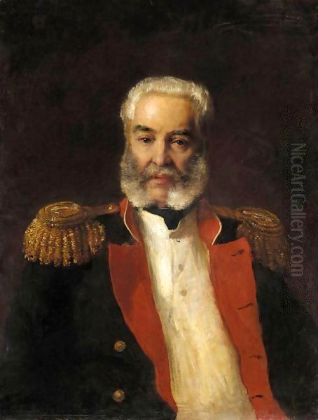 Portrait Of An Officer Oil Painting by Konstantin Egorovich Egorovich Makovsky