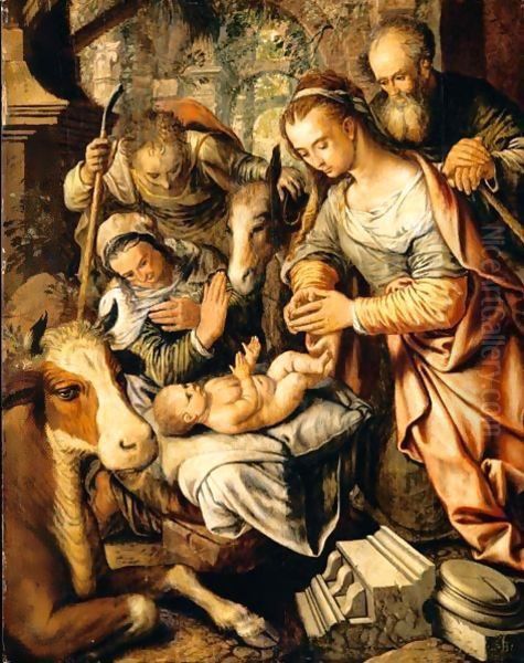 The Adoration Of The Shepherds Oil Painting by Joachim Beuckelaer