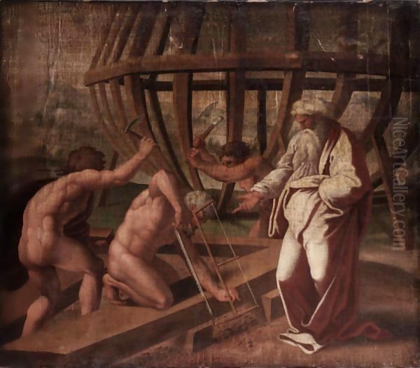 The Building Of Noah's Ark Oil Painting by Raphael