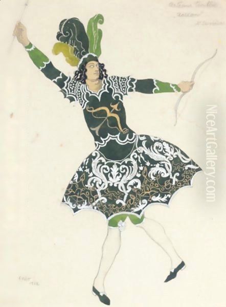 A Costume Design For Acteon, From The Ballet Artemis Troublee Oil Painting by Leon Samoilovitch Bakst
