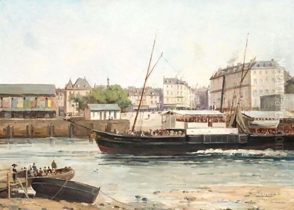 A River Town In Normandy Oil Painting by Gustave Mascart