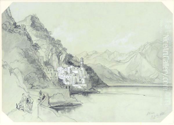 Attrani Near Amalfi, Italy Oil Painting by Edward Lear