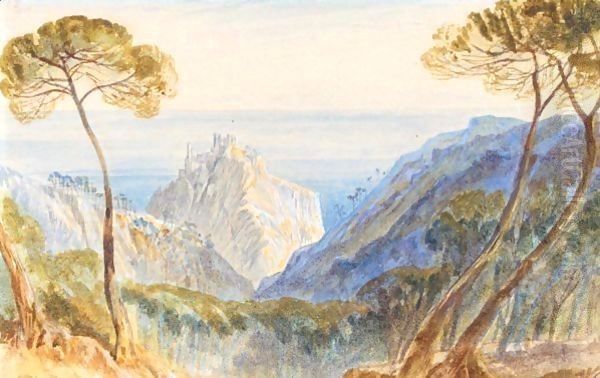 View Of Eze, Italy Oil Painting by Edward Lear