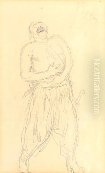 Sketch For The Painting The Zaporozhian Cossacks Of Ukraine Write A Mocking Letter To The Turkish Sultan Oil Painting by Repin Iliya